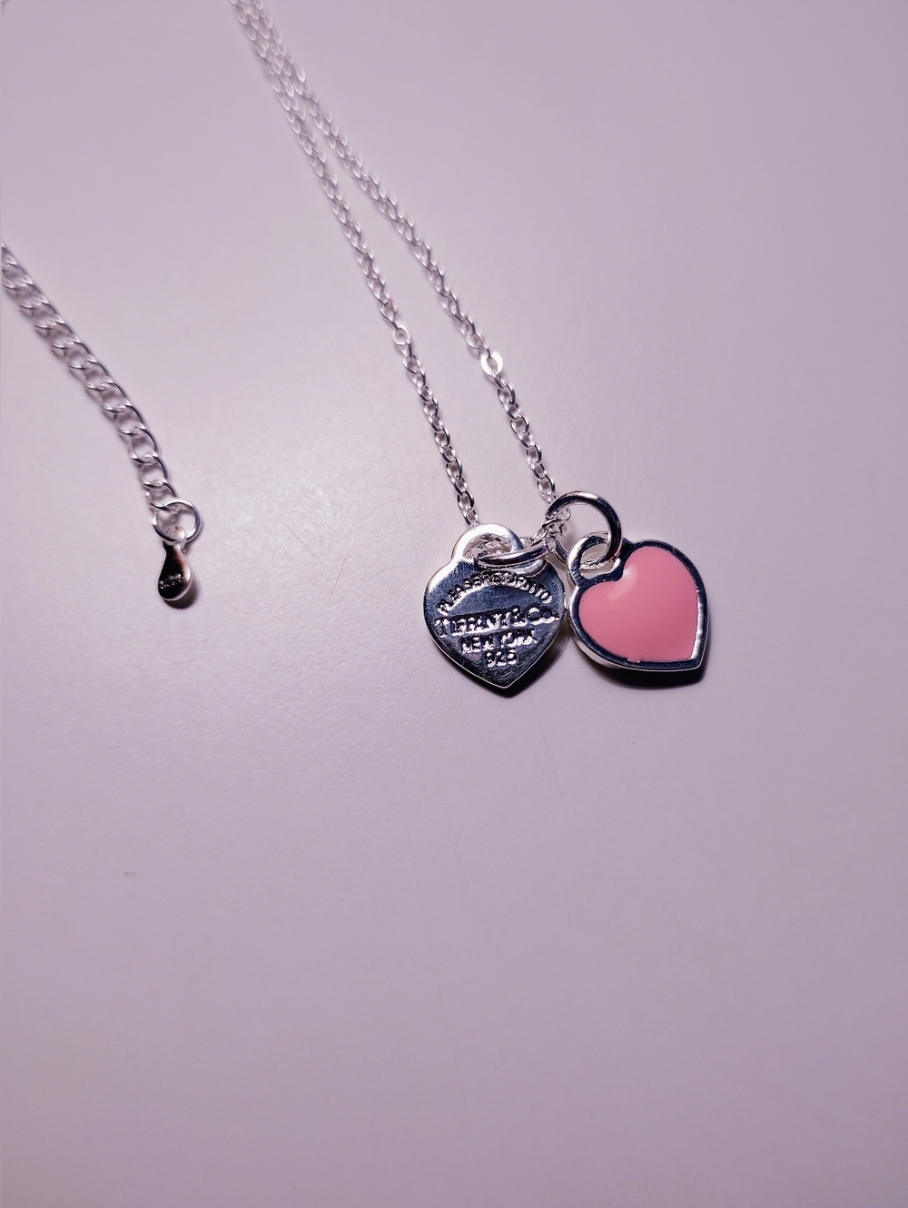 💎🩷*Luxury* Sterling 9.25  Double Heart Charm Necklace🩷💎